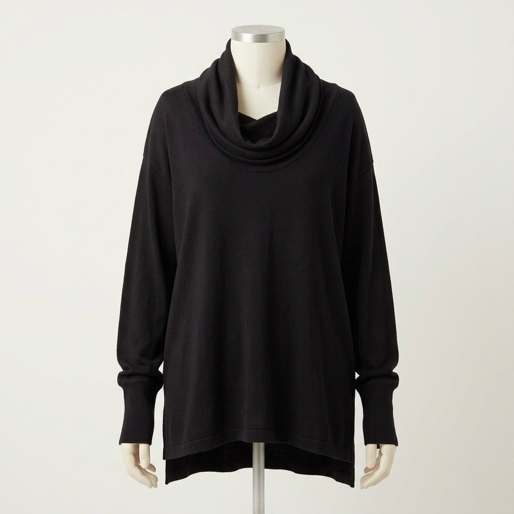Standard James Perse Black Vintage French Terry Drape Neck Pullover Sweater Sz L
